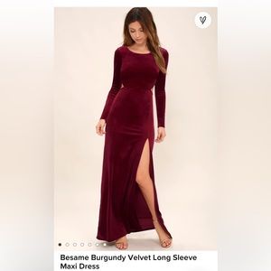 Besame Burgundy Velvet Long Sleeve
Maxi Dress